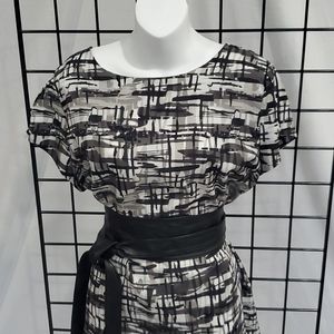 Belted Tunic, black, gray and white. XL